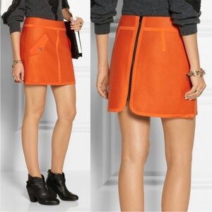Rag & Bone women’s Wool Bright Orange Mini Skirt 6 zip back